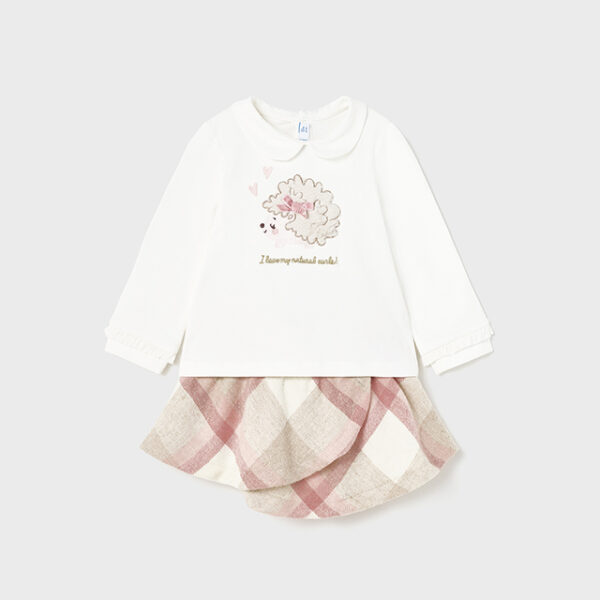 2965-87 MAYORAL Komplet ze spódnicą w kratę jeżyk