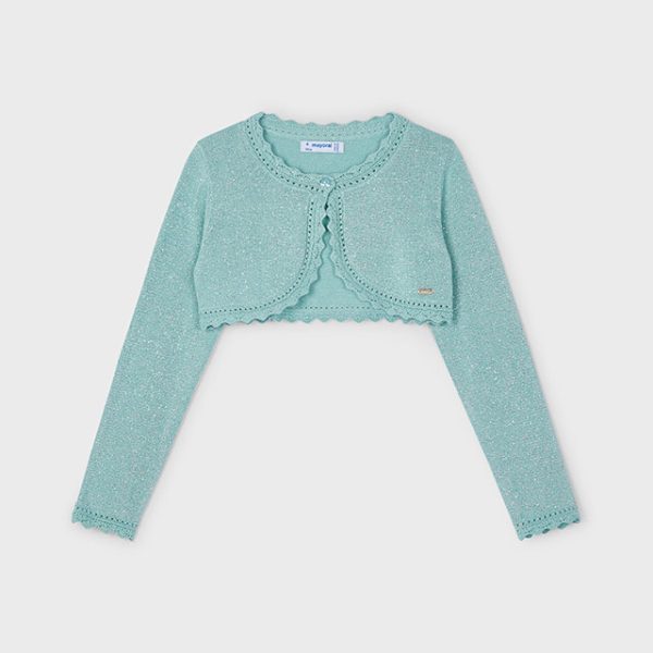 320-51 MAYORAL Kardigan bolerko Better Cotton z metaliczną nicią