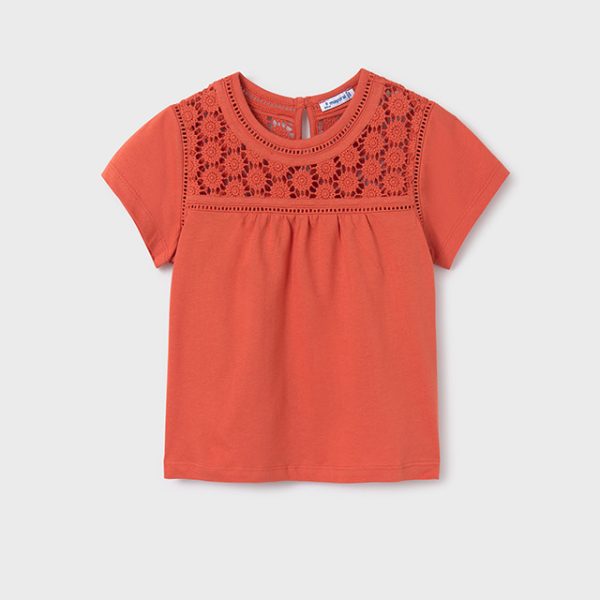 6005-81 MAYORAL Koszulka z krótkim rękawem łączona gipiura